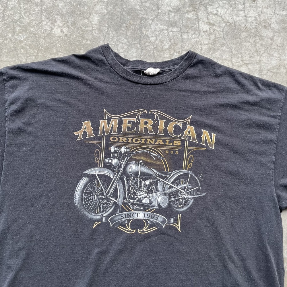 vintage Shirt Mens 3XL Black Motorcycle Pinup Graphic Biker Tee USA - Picture 2 of 6